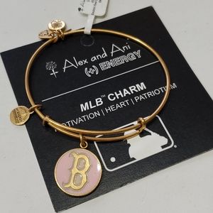 Alex and Ani MLB Boston Red Sox Pink Enamel Goldtone Bracelet